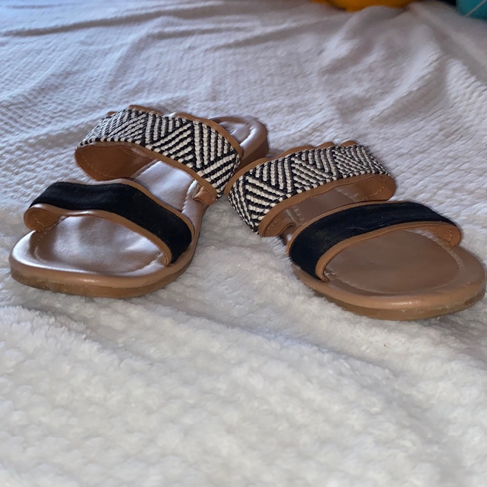 Black and white sandals